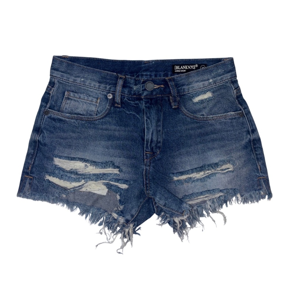 NWT Blank NYC Distressed Denim Hi-Rise Shorts – Dark Wash, Size 24